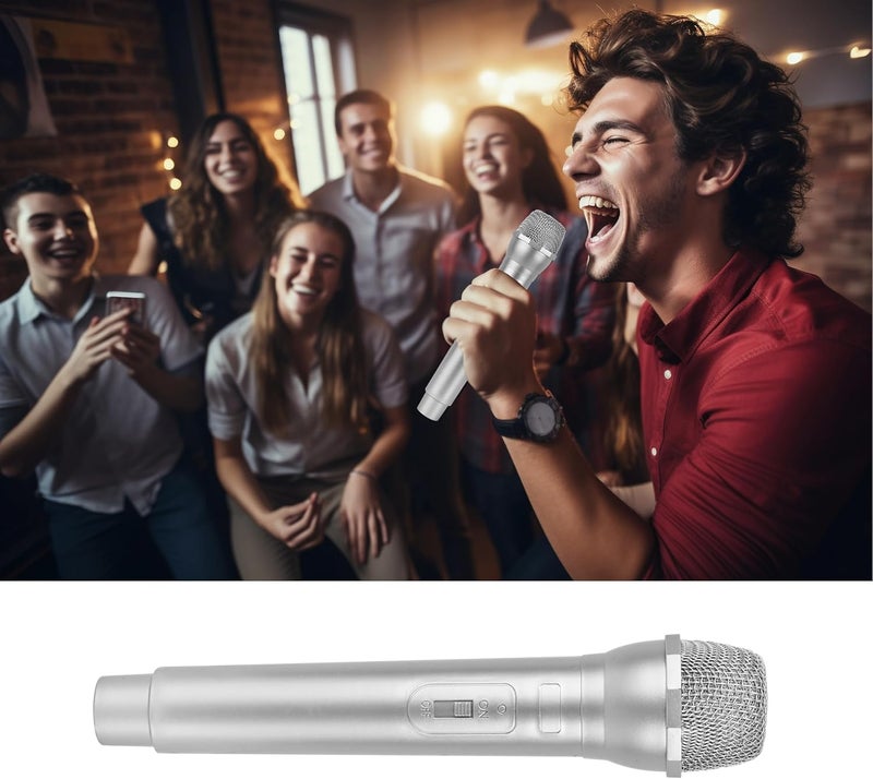 KONALITY Fake Microphone Props,mic Costume Props,Plastic Realistic Pretend for Home (Silver) - Image 2